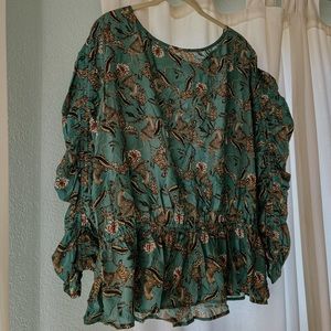 Caballero Ruched High Neck Blouse